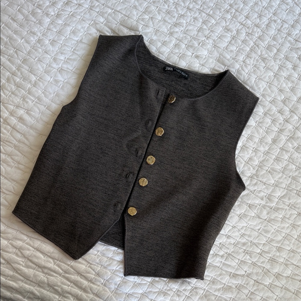 Zara Women's Brown Button Down Vest